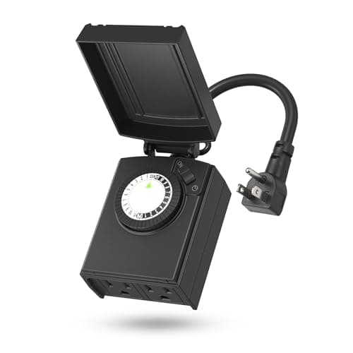 BN-LINK Outdoor 24-Hour Mechanical Timer Outlet, 2 Grounded Outlets