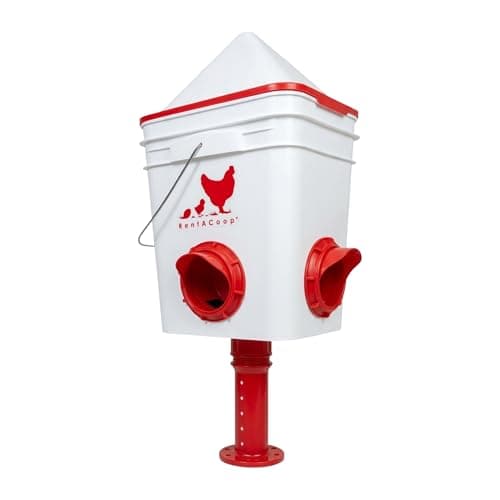 RentACoop 25lb Chicken Feeder with 4 Large Ports, Center Placement