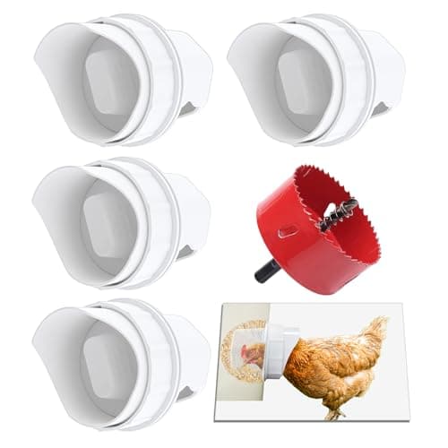 Suplklz DIY Chicken Feeder Port Kit, 4 Ports with Hole Saw