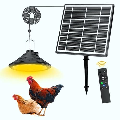 TSJKPAYL Solar Chicken Coop Light with Timer, 3-Color Dimmable