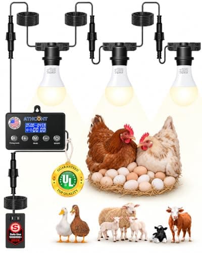 ATHCOHT Chicken Coop Light with Timer, Automatic LED Daylight Boost