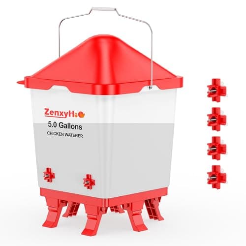 ZenxyHoC 5.0 Gal Chicken Waterer Bucket with 4 Horizontal Water Nipples