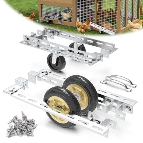 Pearwow Chicken Coop Wheels Kit with Handles, 4 Pack Heavy Duty Casters