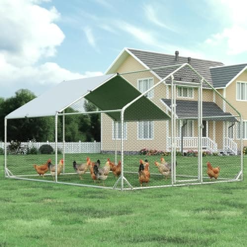 4ever2buy Metal Chicken Coop, 10x13 FT Walk-In Run