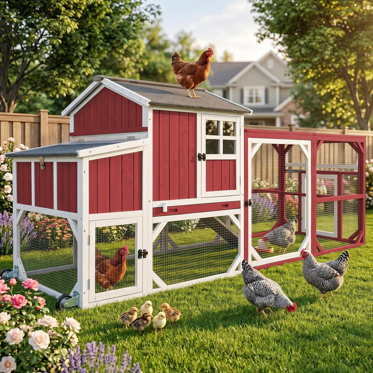 Pawbuilt 95.3" Coop with Run and Wheels