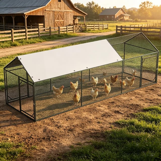 GOJOOASIS Metal Walk-In Coop with Run