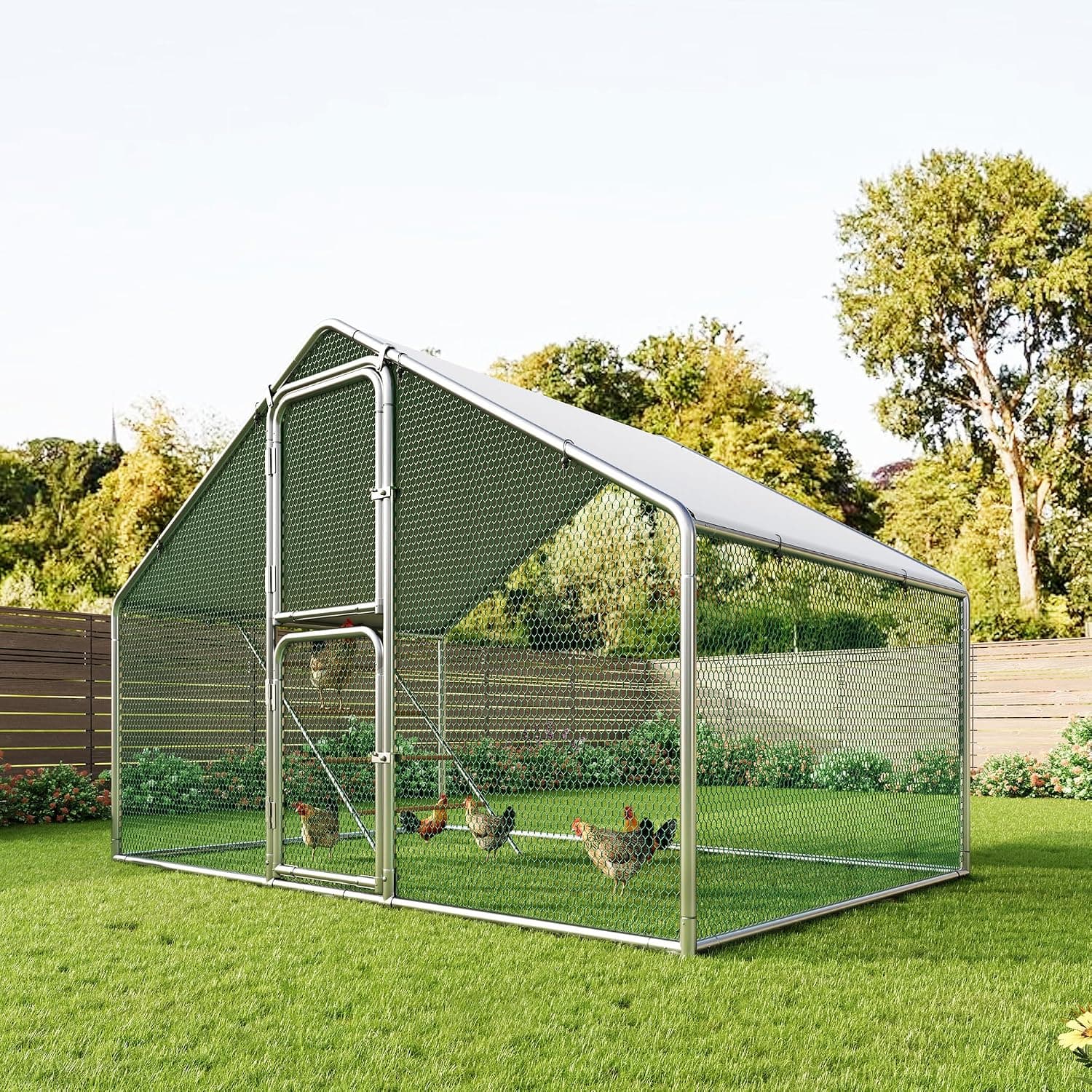 Amopatio Metal Walk-In Run with Perch