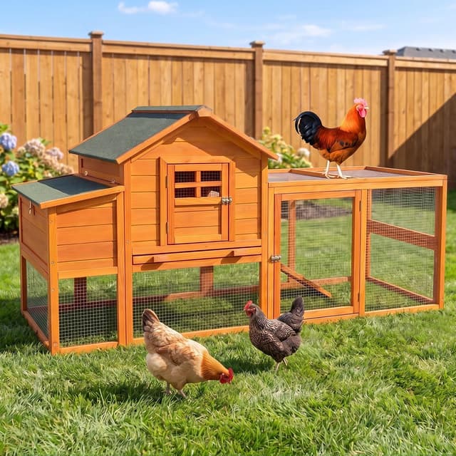 RUNSHED 76" Wooden Coop with Run