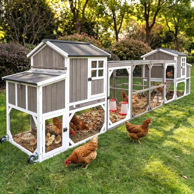 Pawbuilt 190.6" Double Coop with Run and Wheels