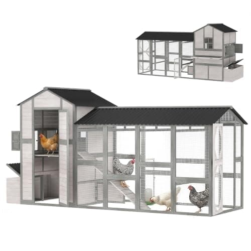 PawHut 147" Extra Large Wooden Hen House