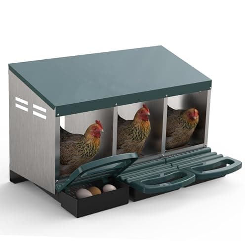 LEISULIF Metal Chicken Nesting Box with Easy-Collect Tray and Lid